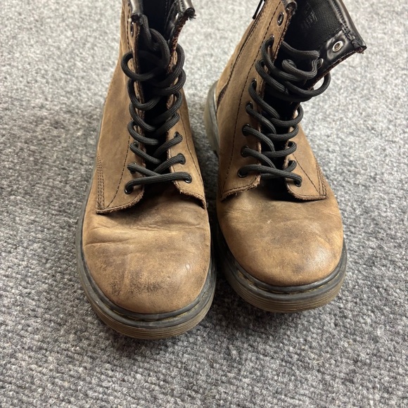 DR MARTENS Kids Brown Leather Delaney Lace Up Side Zip Boot size: 3 - Picture 2 of 8